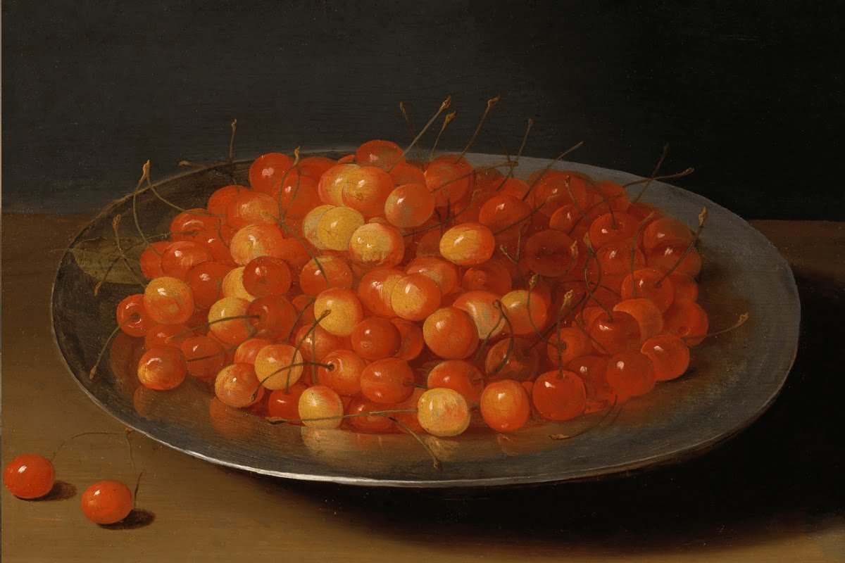 "Still Life with Cherries" is an oil on oak painting created by Osias Beert in the early 1600s. Photo: Nationalmuseum/Public domain.