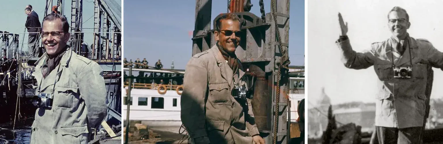 Anders Franzén (1918-1993) who salvaged the ship Vasa, 1961. Photo: Picryl (photomontage, Public domain)