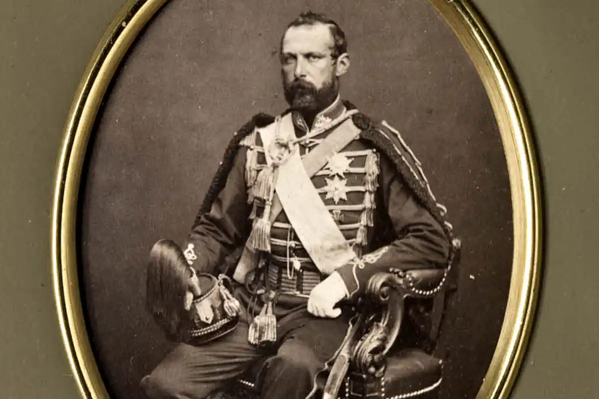 Portrait of King Karl XV, dressed in uniform with orders and a ceremonial sword. Photograph taken in Paris in 1861. Photo: Mats Landin (CC0)
