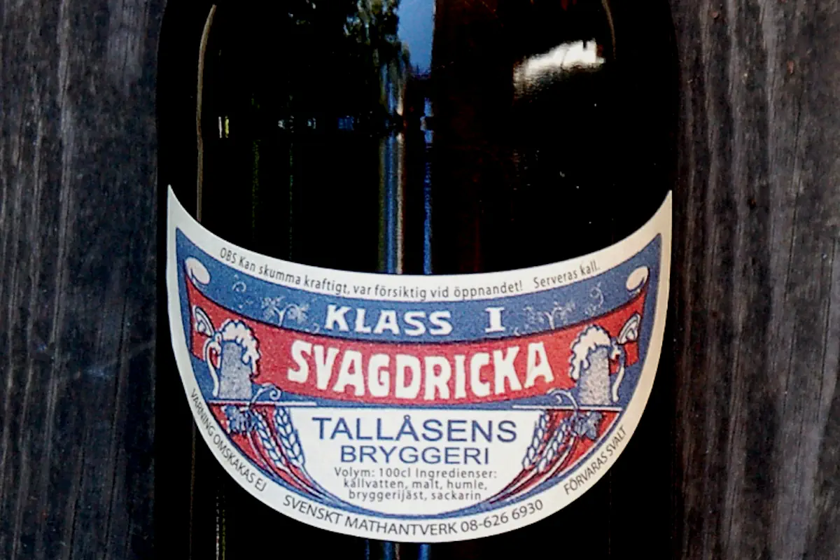 A bottle of svagdricka, Sweden’s classic malt beverage—here the “Tallåsen” brand.