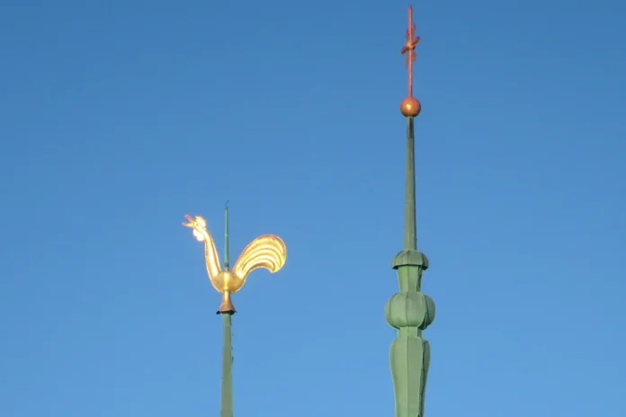The church rooster and spire at Högalid Church in Stockholm. Photo: Holger.Ellgaard (CC BY-SA 4.0)