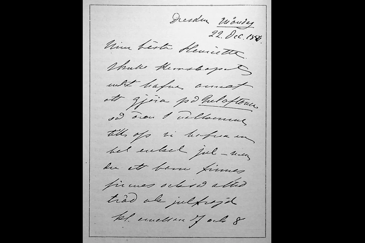 A first page of a Swedish letter from Jenny Lind to Henriette Nissen-Saloman dated Dec. 22 1856. Photo: Various (Public domain)