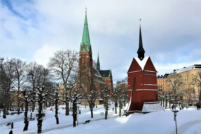St. John's Church in Stockholm, a winter day in 2021. Photo: Sinikka Halme (CC BY-SA 4.0)