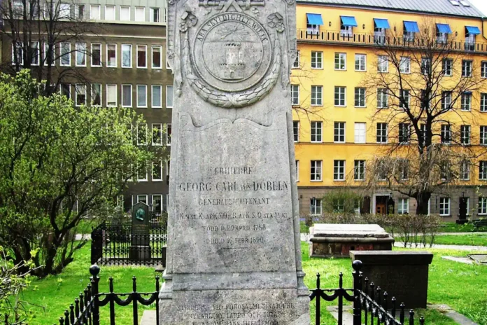 Georg Carl von Döbeln's (1758-1820) grave at St. John's Church in Stockholm. Photo: Raphael Saulus (Public Domain)