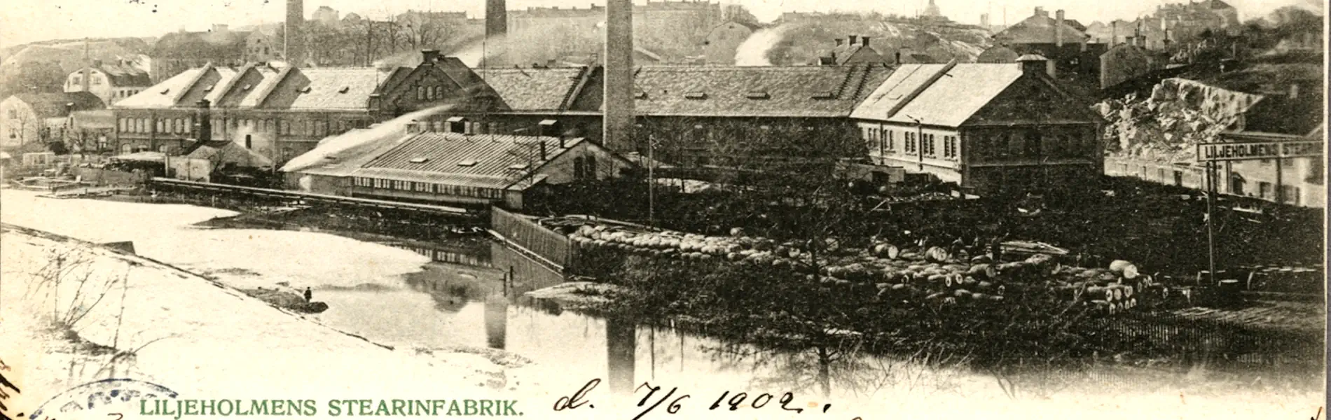 View of Liljeholmen’s Stearin Factory in southern Stockholm. Late 19th century. Photo: Public domain.