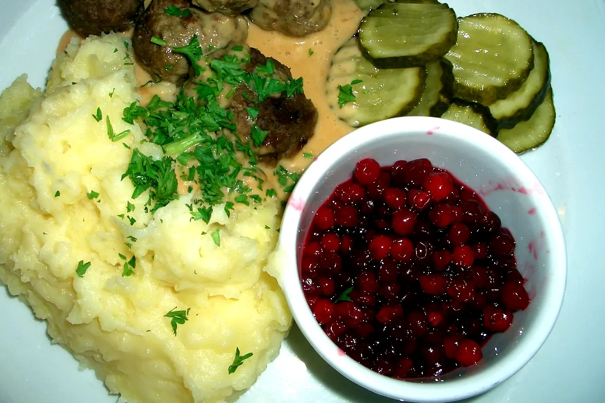 Meatballs with lingonberry jam.