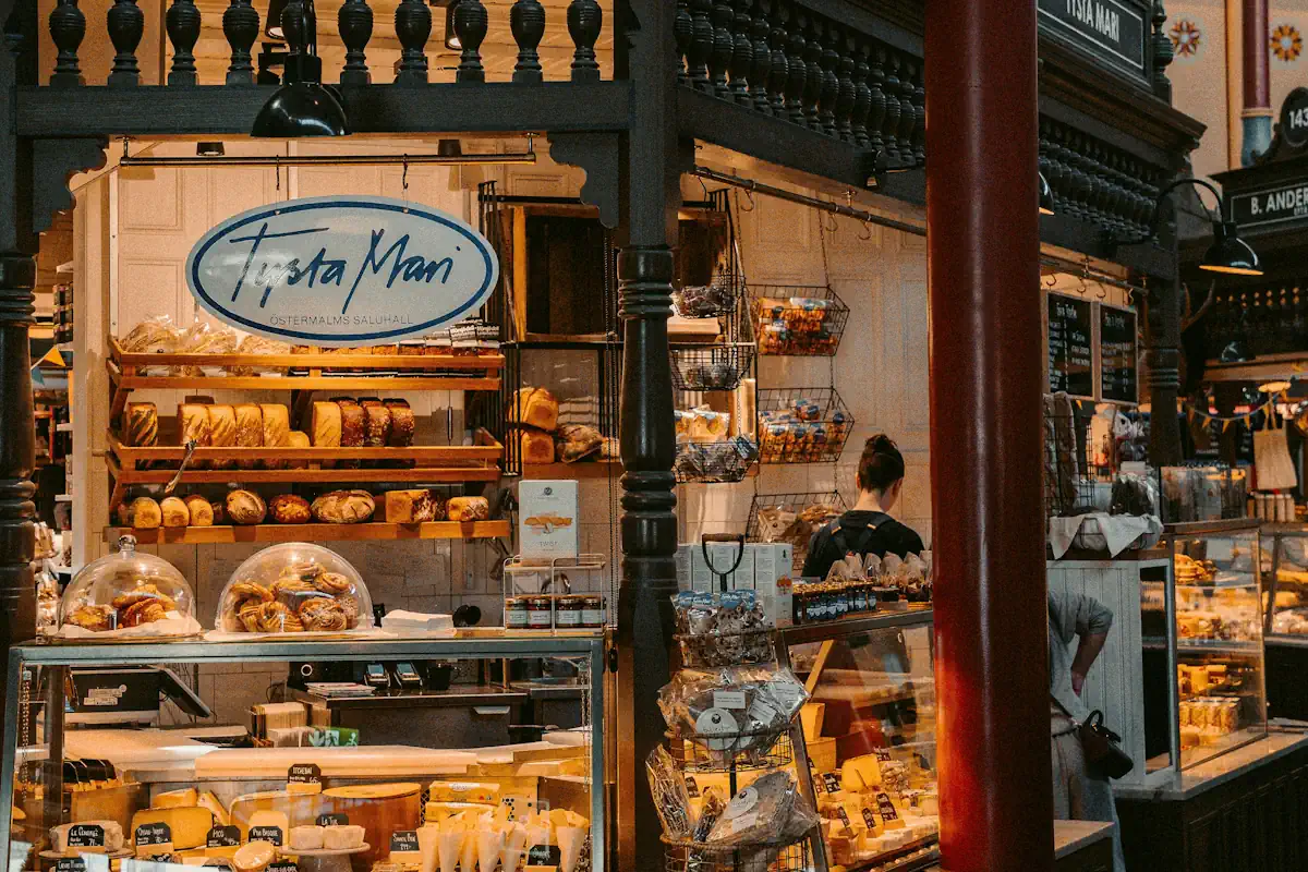 Delicacies at Östermalmshallen, Stockholm.