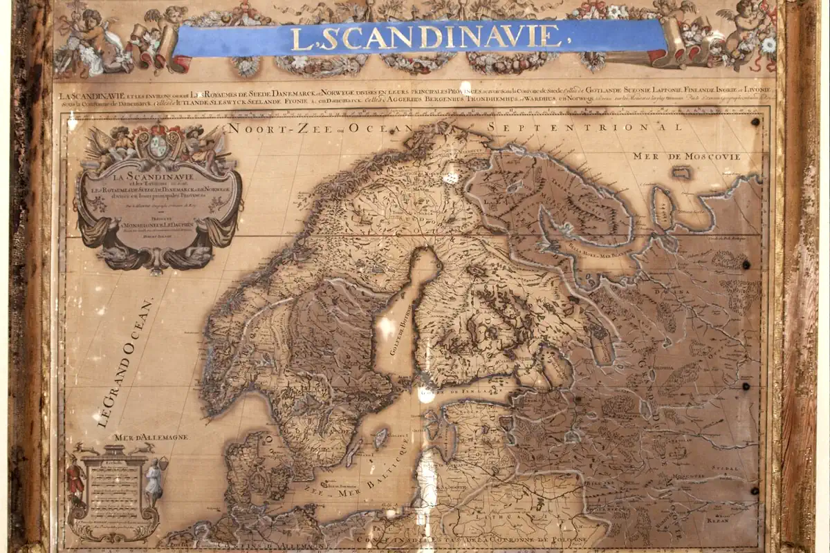 Engraved and hand-colored map of Sweden and Scandinavia from 1692.