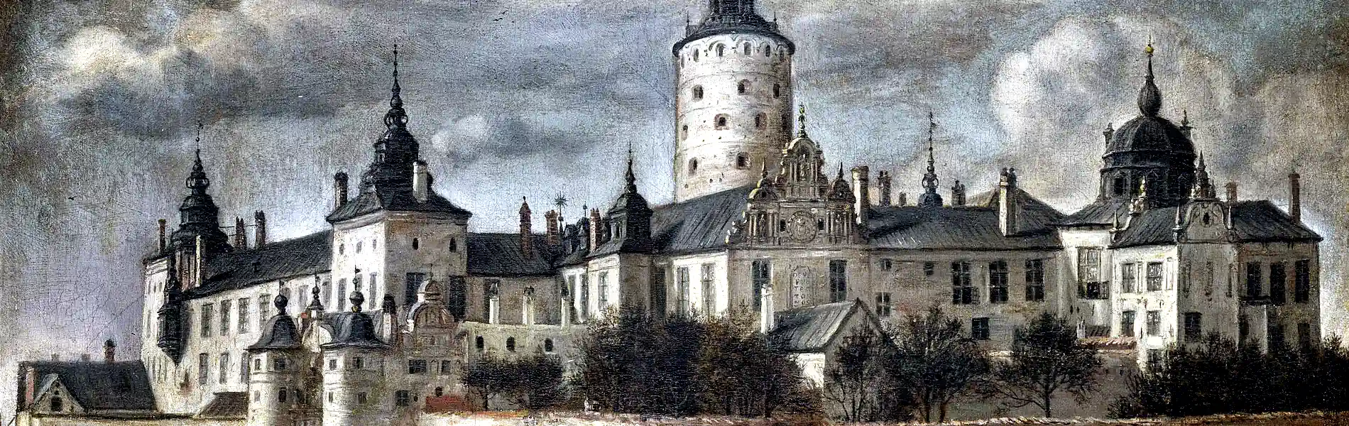 Tre Kronor from Slottsbacken, oil painting from 1661 by Govert Camphuysen. Photo: Stadsmuseet i Stockholm (Public domain)